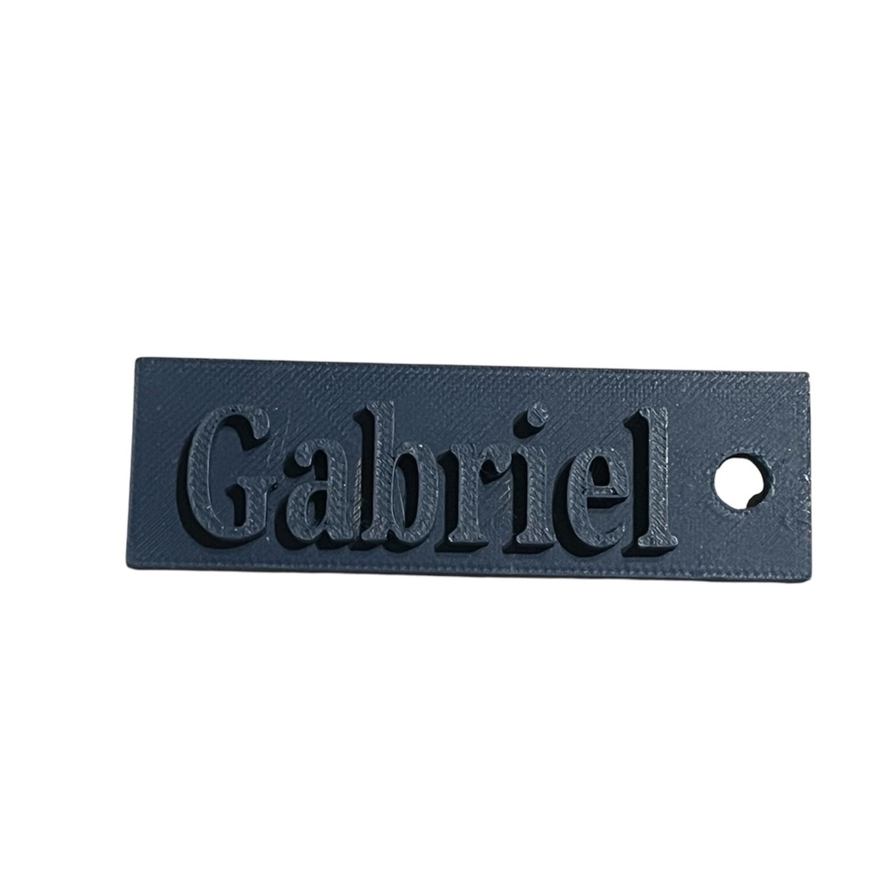 Gabriel Navy Name Tag Keychain